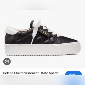 KATE SPADE SELENA QUILTED SNEAKER.KH818. SIZE 8.5B BLACK.
